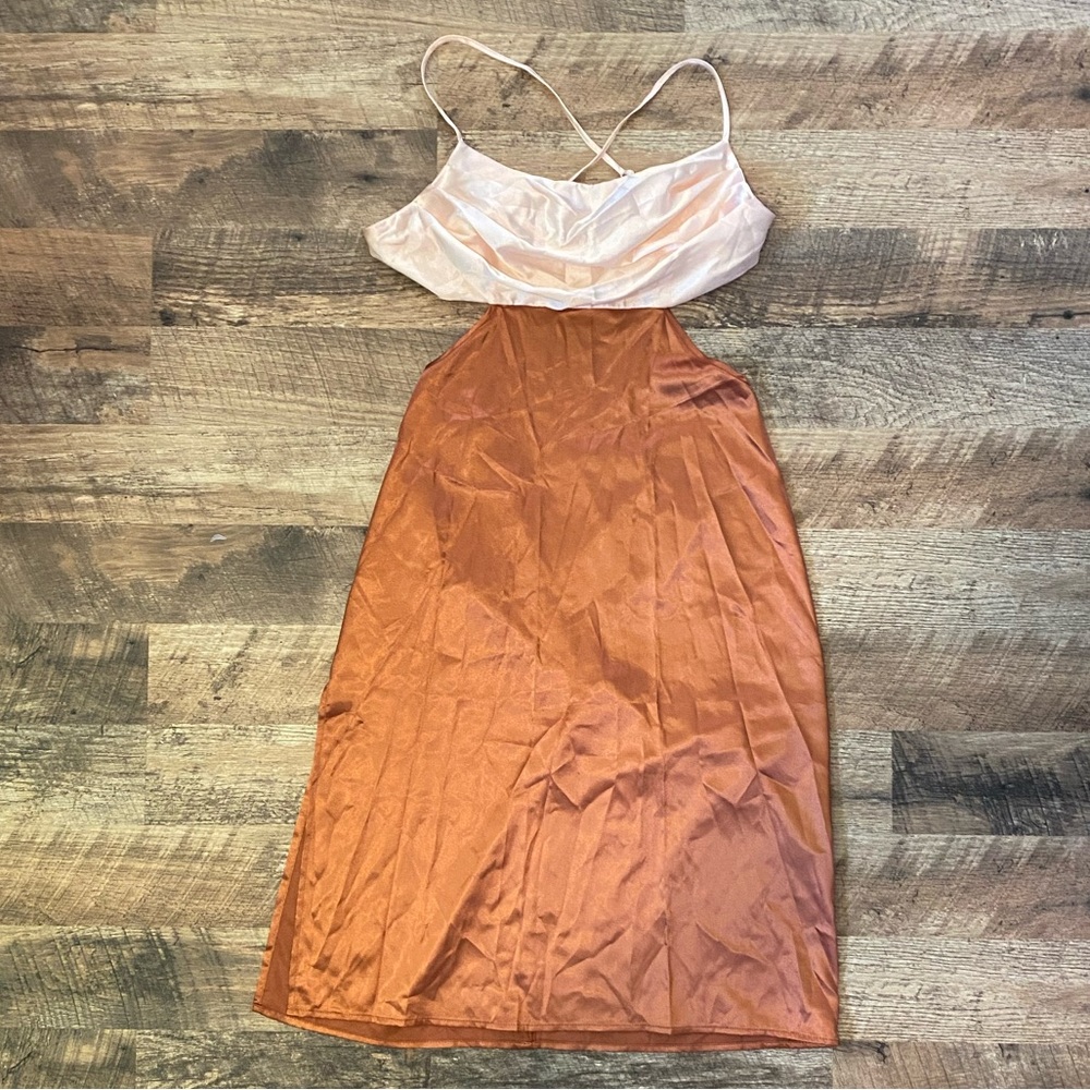 SHEIN Color Block Satin Dress